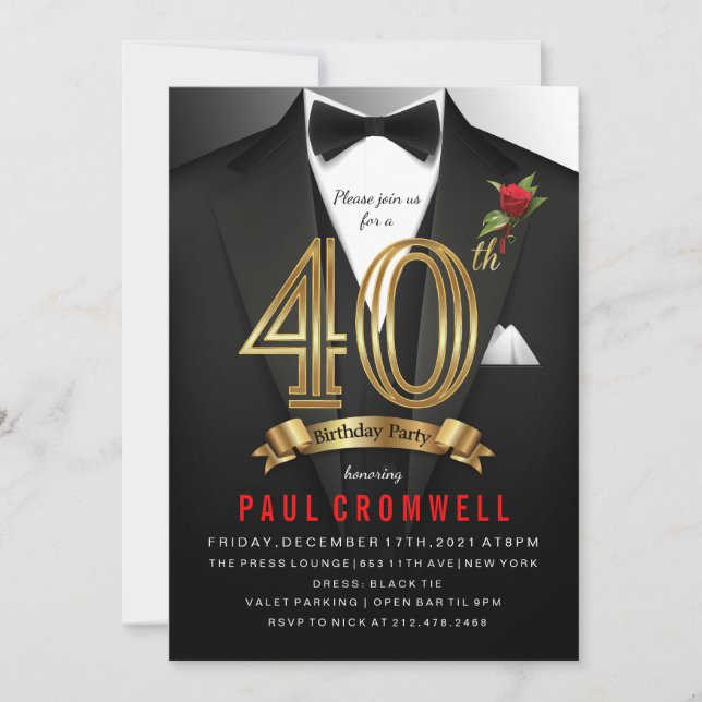 Invitation smoking 40 ans (Devant)