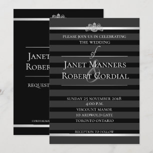 Invitation Smoking à rayure de cristal noir Mariage élégant F