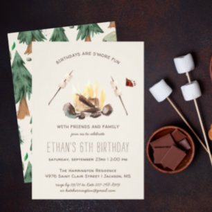 Invitation S'more de plaisir   Fête d'anniversaire de camping