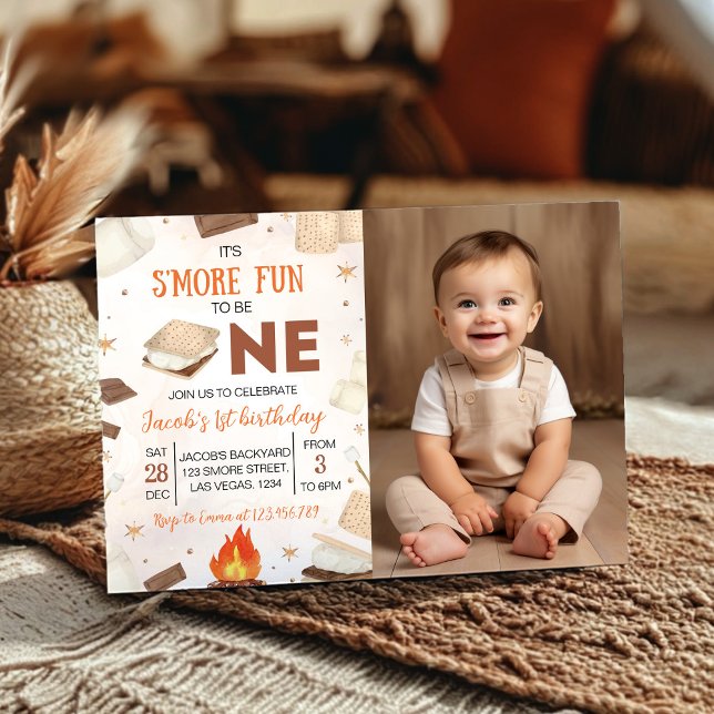 Invitation S'more Fun To Be One Smore Campfire Anniversaire P (Créateur téléchargé)