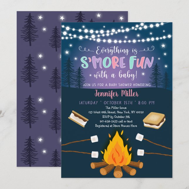 Invitation S'more Fun With A Baby S'mores Baby shower (Devant / Derrière)