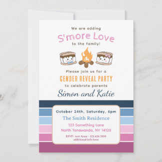 Invitation S'more Love thème bébé genre révéler l'invitation