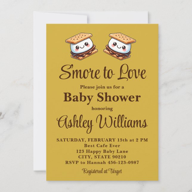 Invitation S'more to Love Baby shower Fun Automne Hiver (Devant)