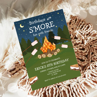 Invitation S'mores Birthday Party S'mores Camping Birthday