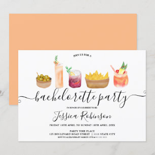 Invitation Snacks modernes cocktails watercolor bachelorette