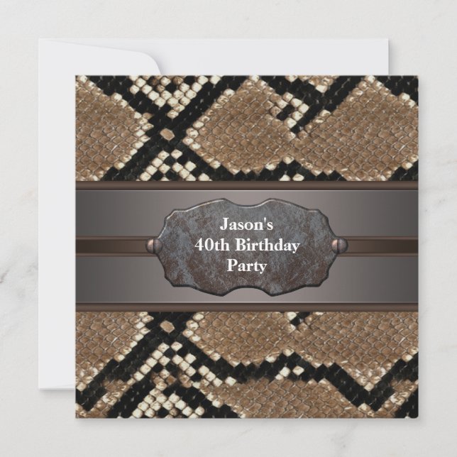 Invitation Snakeskin Metal Mans 40e fête d'anniversaire (Devant)