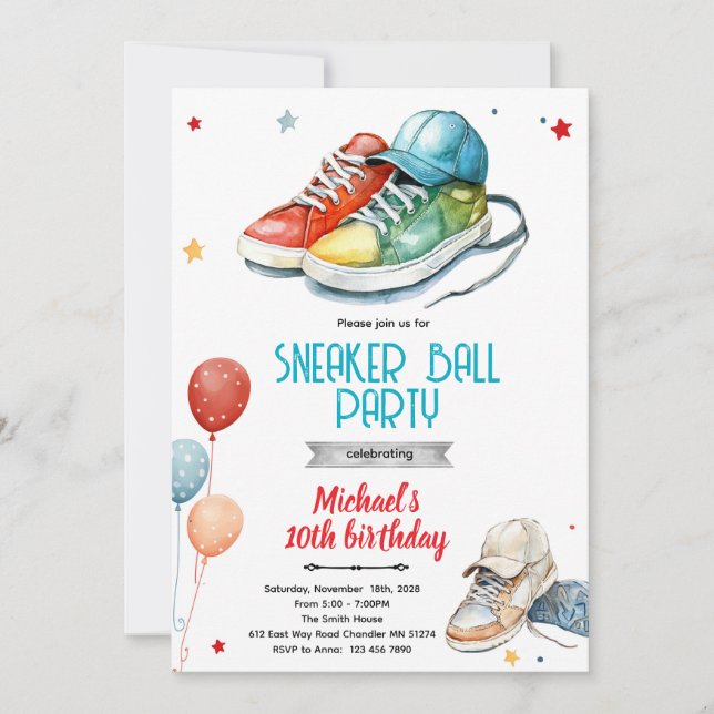 Invitation Sneaker Birthday Party invite (Devant)