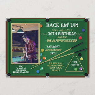 Invitation Snooker Pool Anniversaire de la fête Sports Hall R