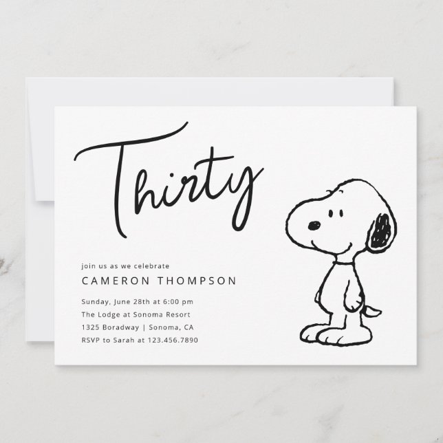 Invitation Snoopy d'arachides - 30e anniversaire (Devant)
