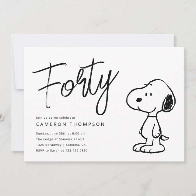 Invitation Snoopy d'arachides - 40e anniversaire (Devant)