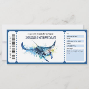 Invitation Snorkeling Avec Manta Ray Billet Certificat Cadeau