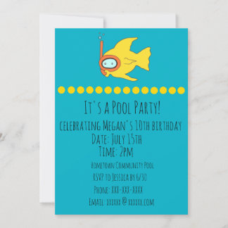 Invitation Snorkeling Fish Anniversaire de enfant Pool Party