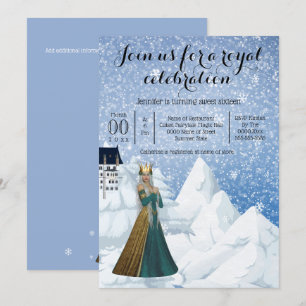 Invitation Snow Queen château princesse thème fête bleu