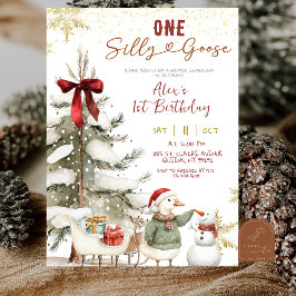 Invitation Snow Winter One Silly Goose First Birthday