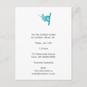 Invitation snowboardeur bleu dégradé