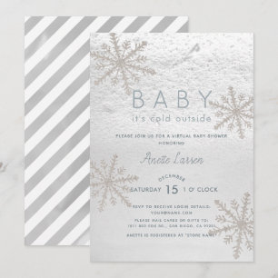 Invitation Snowflake Baby Son Baby shower virtuel froid