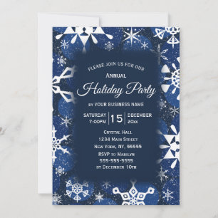 Invitation Snowflake Blue Corporate Fête