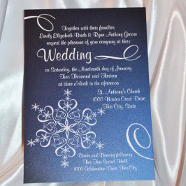 Invitation Snowflake Blue Elegance Mariage d'hiver