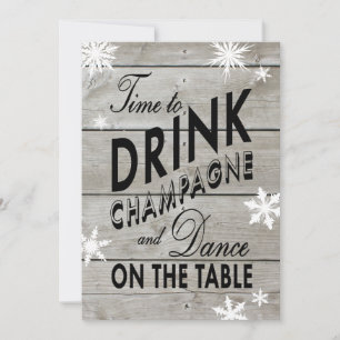 Invitation Snowflake Couple's Shower Time to Drink Champagne