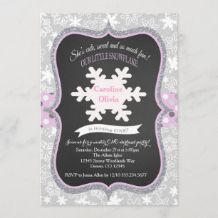 Invitation Snowflake Winter ONE derlandmAnniversaire Invitati