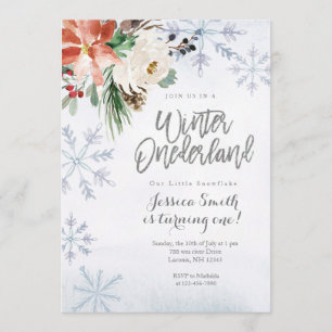 Invitation Snowflake Winter Onederland 1er anniversaire
