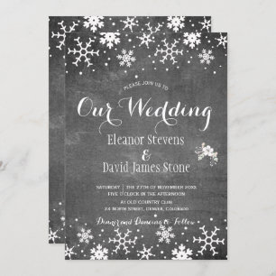 Invitation Snowflakes chalkboard hiver rustique mariage
