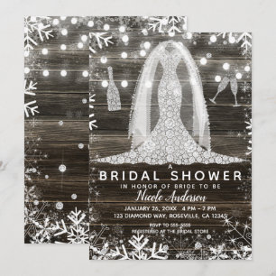 Invitation Snowflakes Diamond Mariage Dress Fête de l'mariée