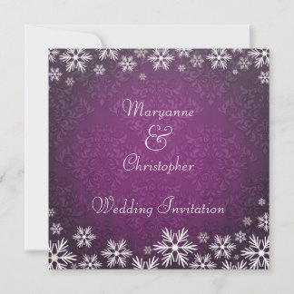 Invitation Snowflakes et Purple Mariage damassé