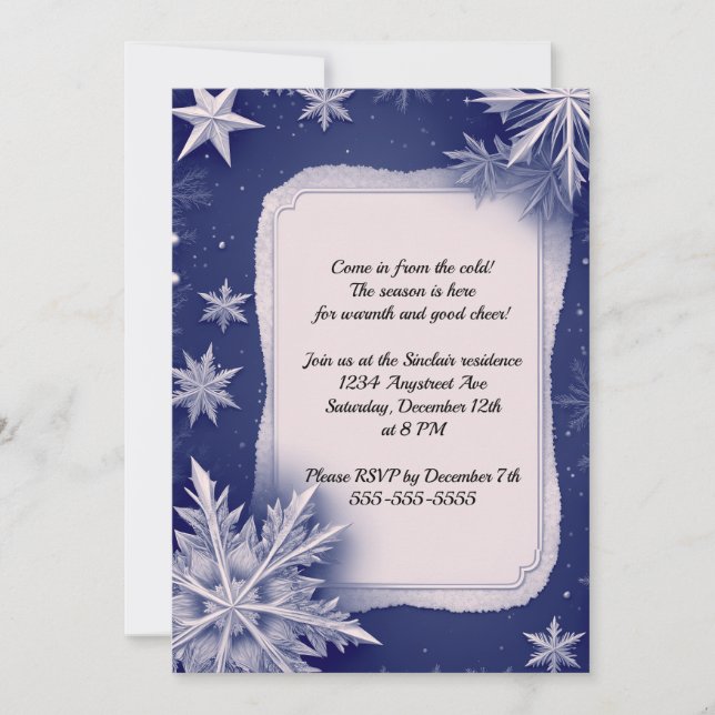 Invitation Snowflakes et Stars Noël fête (Devant)