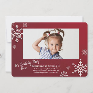 Invitation Snowflakes Frame Photo Anniversaire