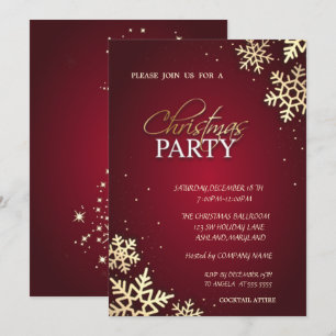 Invitation Snowflakes Gold tendance Noël Société fête