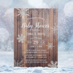 Invitation Snowflakes hiver rustique Baby shower en bois de g