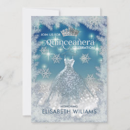 Invitation Snowflakes Robe en argent ombre tiara Quinceañera