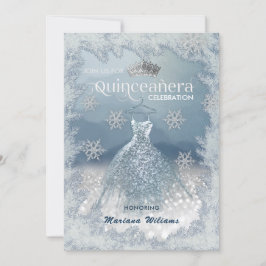 Invitation Snowflakes Robe en argent ombre tiara Quinceañera
