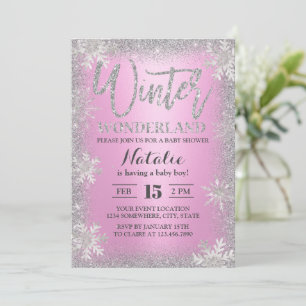 Invitation Snowflakes Winter Wonderland Baby shower rose