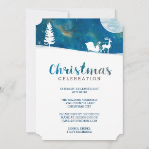 Invitation Snowigh Ride Aurora Borealis Fête de Noël