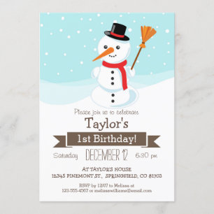 Invitation Snowman d'hiver de Noël, fête d'anniversaire pour 