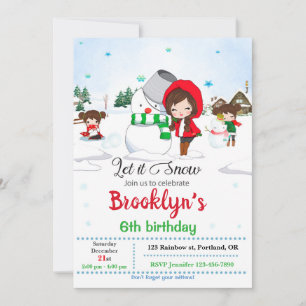 Invitation Snowman Invitation Fille hiver invitati