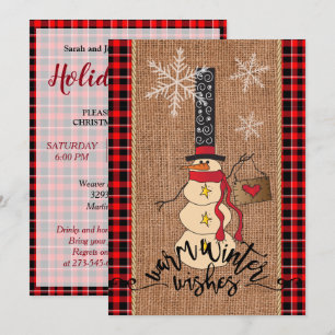 Invitation Snowman Joyeux Noël avec Plaid et Burap