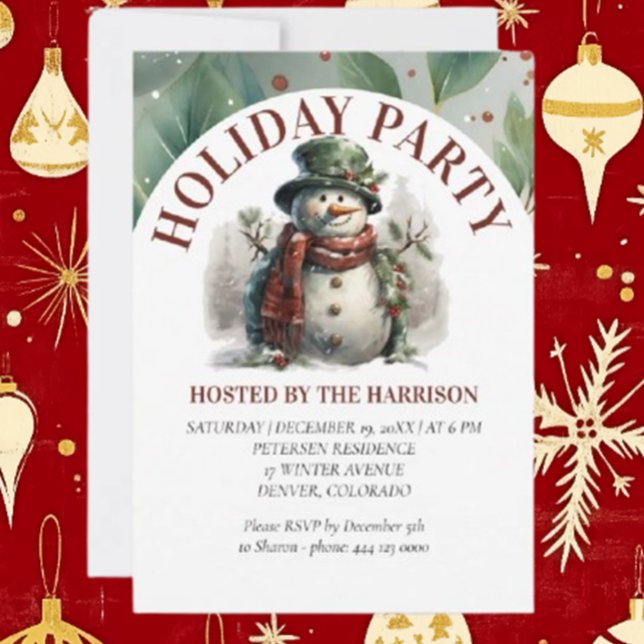 Invitation Snowman mignon Noël souhaits Plaque en papier (Spread joy this holiday season with Brett's adorable Snowman Christmas invite card.)