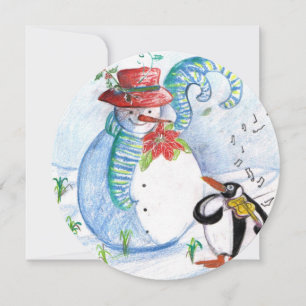 INVITATION SNOWMAN, SÉRENADE DE PENGUIN HIVER FÊTE DE VACANCE