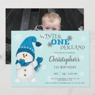 Invitation Snowman Winter Onederland Photo d'origine