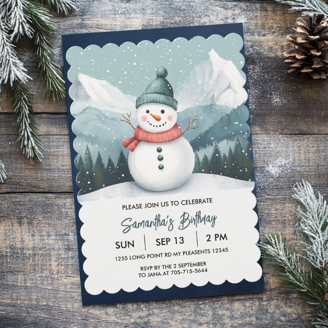 Invitation Snowman Winter Wonderland Blue Anniversaire (Créateur téléchargé)