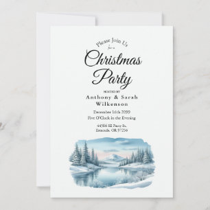 Invitation SnowMountain Winter Lake Christmas Party