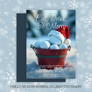 Invitation Snowy Red Christmas Golf Ball Bucket Fête de vacan