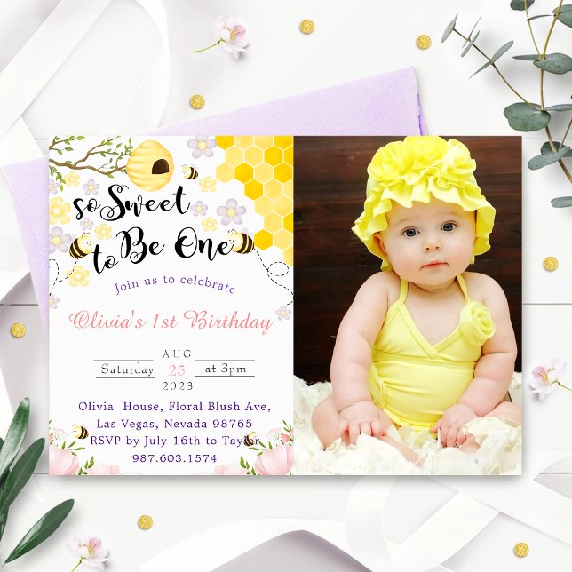 Invitation So Sweet To Be One 1st Birthday Photo (Créateur téléchargé)