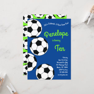 Invitation Soccer Anniversaire de enfant Party Sports Blue Bo