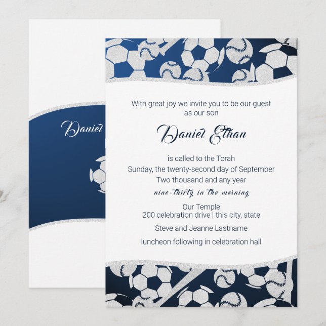 Invitation Soccer Baseball Sport Bar Mitzvah (Devant / Derrière)