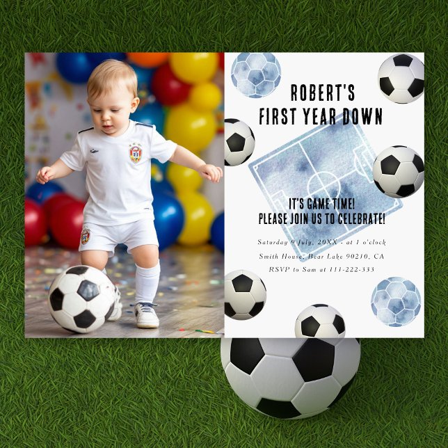 Invitation Soccer First Year Down 1st Birthday Party (Créateur téléchargé)