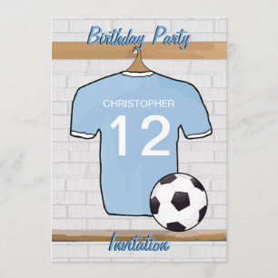 Invitation Soccer Jersey Sky Blue and White Birthday Party